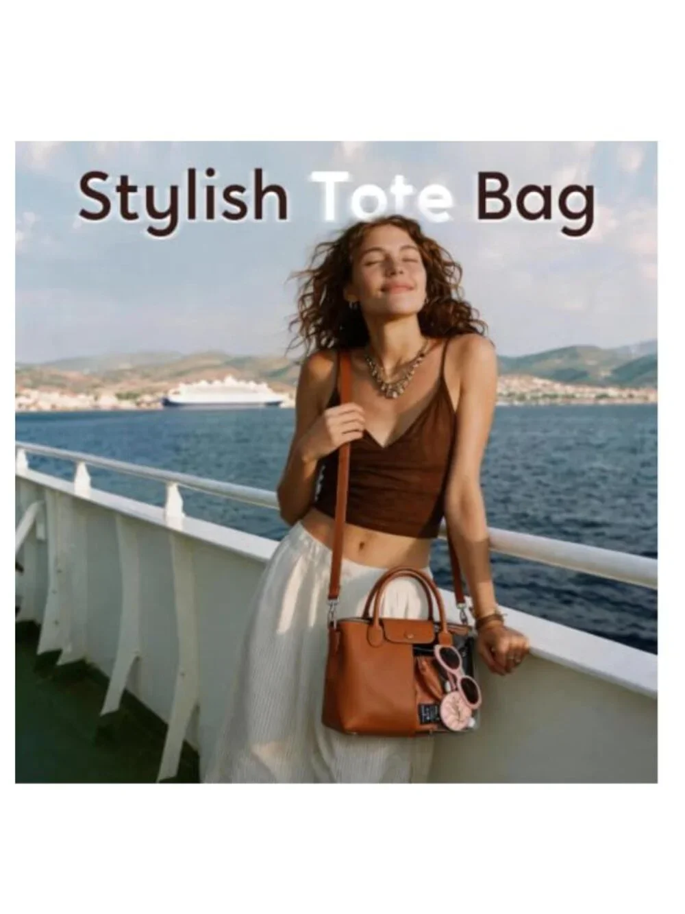 2-in-1 Leather Tote for Women, Crossbody Bag with Zipper, Adjustable Strap